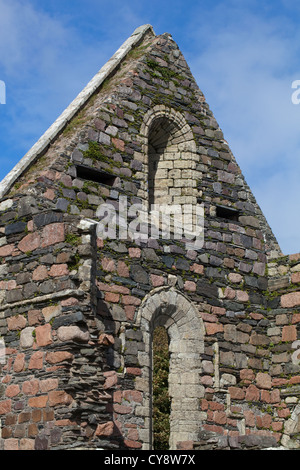 The Nunnery. Medieval remains. Augustinian Order. Iona. Inner Hebrides, Scotland. Standing masonry a mixture of pink granite. Stock Photo