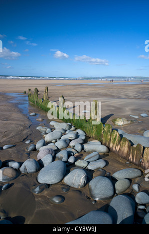 Groyne on beach North Devon UK Stock Photo