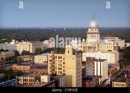 Springfield Illinois USA State Capital and home of the Lincoln Library and Museum. General view downtown and Capitol building. Stock Photo