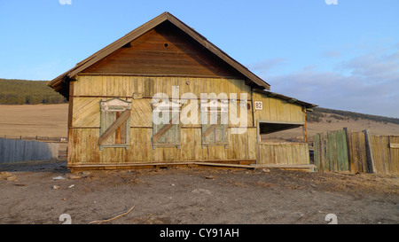 A house in Bolshoe Goloustnoe on the shore of Lake Baikal, Russia. Stock Photo