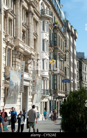 ISTANBUL, TURKEY. A view along Mesrutiyet Caddesi in the Beyoglu district of the city, with the Pera Museum on the left. 2012. Stock Photo