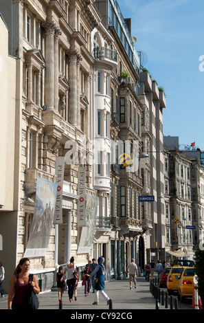 ISTANBUL, TURKEY. A view along Mesrutiyet Caddesi in the Beyoglu district of the city, with the Pera Museum on the left. 2012. Stock Photo