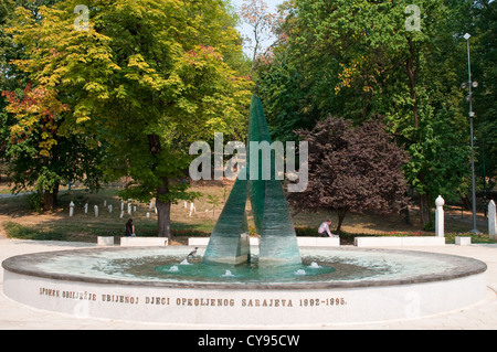 Memorial to children killed during the 1992-95 siege of the city by Bosnian Serb forces, Sarajevo, Bosnia and Herzegovina Stock Photo