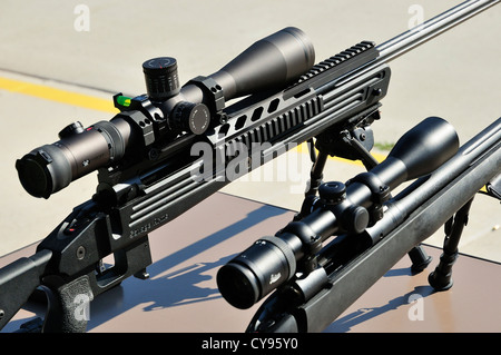 Sniper rifle and shotgun) at FBI shooting range in Chicago, Illinois, USA. Stock Photo