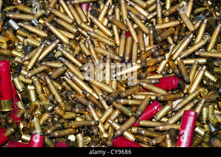 Expended Shells Expended shotgun shells in a barrel at the FBI shooting range in ...
