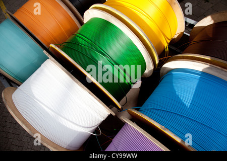 fiber cables in many bright colours Stock Photo