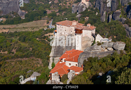 Hanging monasteries area at Meteora of Kalampaka in Greece. Stock Photo