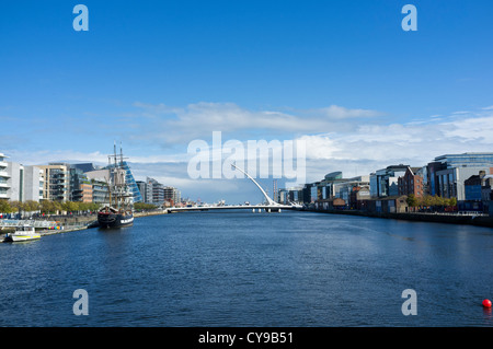 The Samuel Becket bridge over the river Liffey in Dublin, Ireland, Designed by Santiago Calatrava. Stock Photo