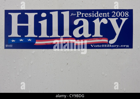 2008 Hillary Diane Rodham Clinton United States of America Presidential political campaign bumper sticker Stock Photo