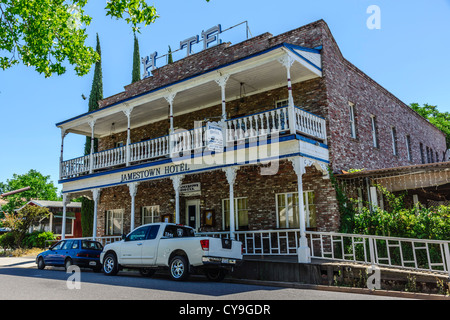 Jamestown, California - historic goldrush township near the 'motherlode' mines. The Jamestown Hotel. Stock Photo