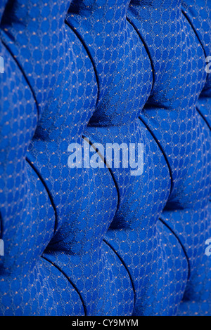 blue chesterfield upholstery close up pattern back to sofa / couch antique Stock Photo