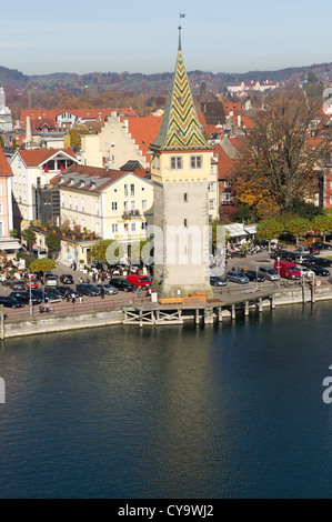 Mangturm at Lindau, harbour, seen from lighthouse tower, Lake Constance, Germany Stock Photo