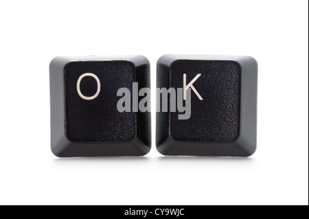 computer keys spelling OK isolated on a white background Stock Photo