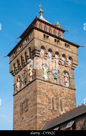 Wales, Cardiff Castle, clock tower Stock Photo