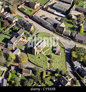 aerial view of Claydon Church, St James the Great, in Oxfordshire Stock Photo