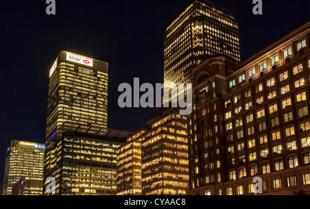 HSBC Barclays and Citi offices in Canary Wharf Stock Photo