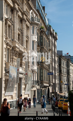 ISTANBUL, TURKEY. A view along Mesrutiyet Caddesi in the Beyoglu district of the city, with the Pera Museum on the left. 2012. Stock Photo