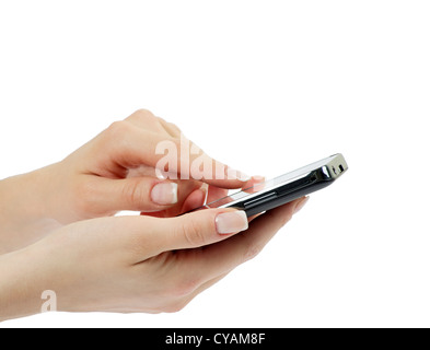 Hand holding mobile smart phone with blank screen Stock Photo