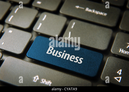 Expand your company with internet: blue key with business word on laptop keyboard. Included clipping path, so you can easily edit it. Stock Photo