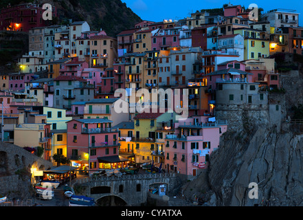 Night view of Manarola (Cinque Terre,Italy) Stock Photo