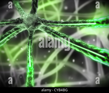 Green microscopic nervous system Stock Photo