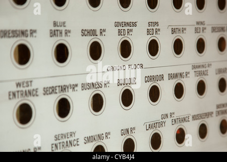 Servant bell case disc room service alarm system in old country house Stock Photo