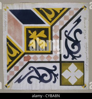 Catalan Modernism. Original desing of tile for the decoration of the fireplace. Guell Palace. Artist Antoni Gaudi (1852-1926). Stock Photo