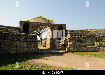 entrance from the Roman amphitheatre of the city of Paestum, south of Naples. Stock Photo