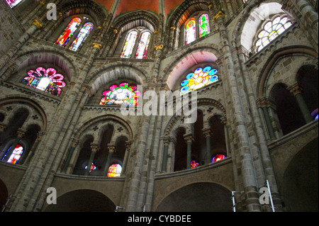 Stained glass windows in the nave of St. Gereonskirche church, Cologne, Köln, Nordrhein-Westfalen, Germany Stock Photo