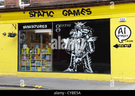 Static Games toy shop window in the Merchant City in Glasgow city centre, Parnie Street, Scotland Stock Photo