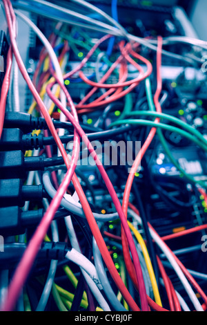 Cables in server Stock Photo