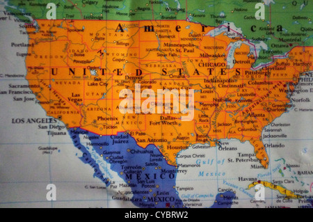 Image of a map of North America Stock Photo