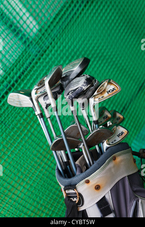 Practice golf clubs on board Cunard Liner Queen Victoria. Stock Photo
