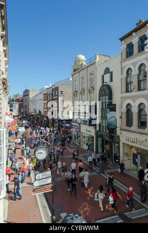 Shoppers shopping in Grafton Street, Dublin city - one of the most fashionable streets in Dublin, Ireland in summer Stock Photo
