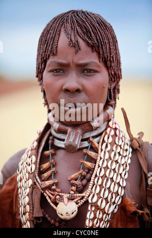 Tribal Hamar women from the Omo Valley in Ethiopia. Stock Photo