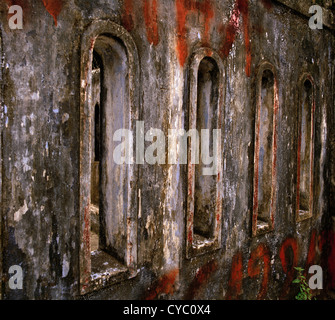 Texttured wall in the ancient city of Hue in Vietnam in Far East Southeast Asia. Abstract Texture Paint Surreal Architecture Building Travel Stock Photo