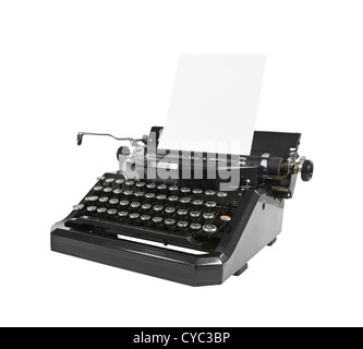 Old Black Typewriter with Paper Stock Photo