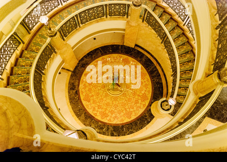 Spiral staircase in the West Wing of the Emirates Palace Hotel, Abu Dhabi Stock Photo