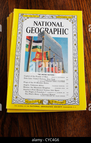 National Geographic magazine cover from September 1961 including a cover article on the United Nations.  Editorial use only. Stock Photo