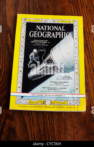 National Geographic magazine cover from March 1964 including cover article on How We Plan to Put Men on the Moon. Editorial only Stock Photo