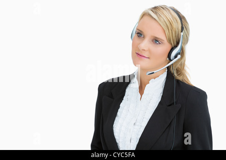 Woman working in call centre Stock Photo