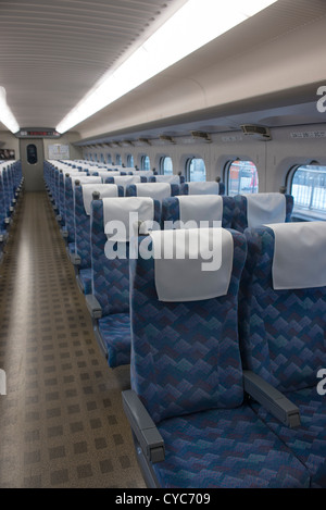 Interior seating of a shinkansen bullet train in normal class Japan Stock Photo