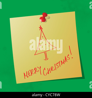 merry Christmas handwritten message on sticky paper, illustration Stock Photo