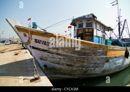 Boats at a fishing harbor, Udipi, India Stock Photo