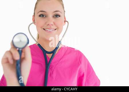 Doctor using a stethoscope Stock Photo