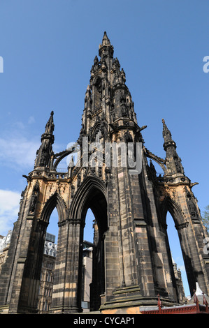 a panoramic view on the famous Scott monument in Edinburgh town Stock Photo