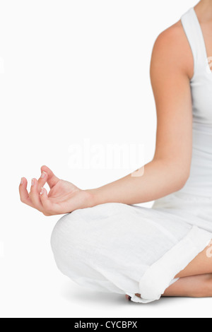 slim woman doing yoga isolated on white background Stock Photo - Alamy