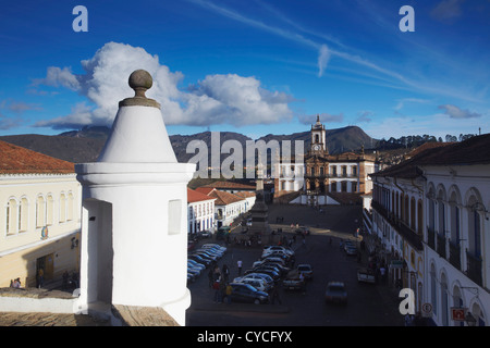View of Praca Tiradentes, Ouro Preto (UNESCO World Heritage Site), Minas Gerais, Brazil Stock Photo