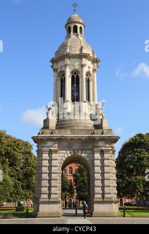 The Campanile or bell tower in Parliament Square in Trinity College University of Dublin campus, College Green Dublin Ireland Stock Photo