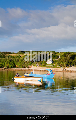Old Town Bay; St Mary's; Isles of Scilly; UK; looking towards Old Town Church; Stock Photo